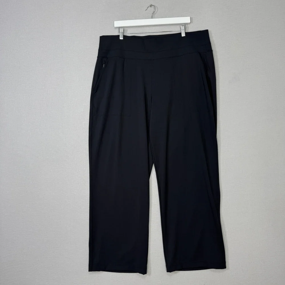 Athleta Venice High Rise Wide Leg Pants Womens 2X Black Yoga Trouser Athleisure